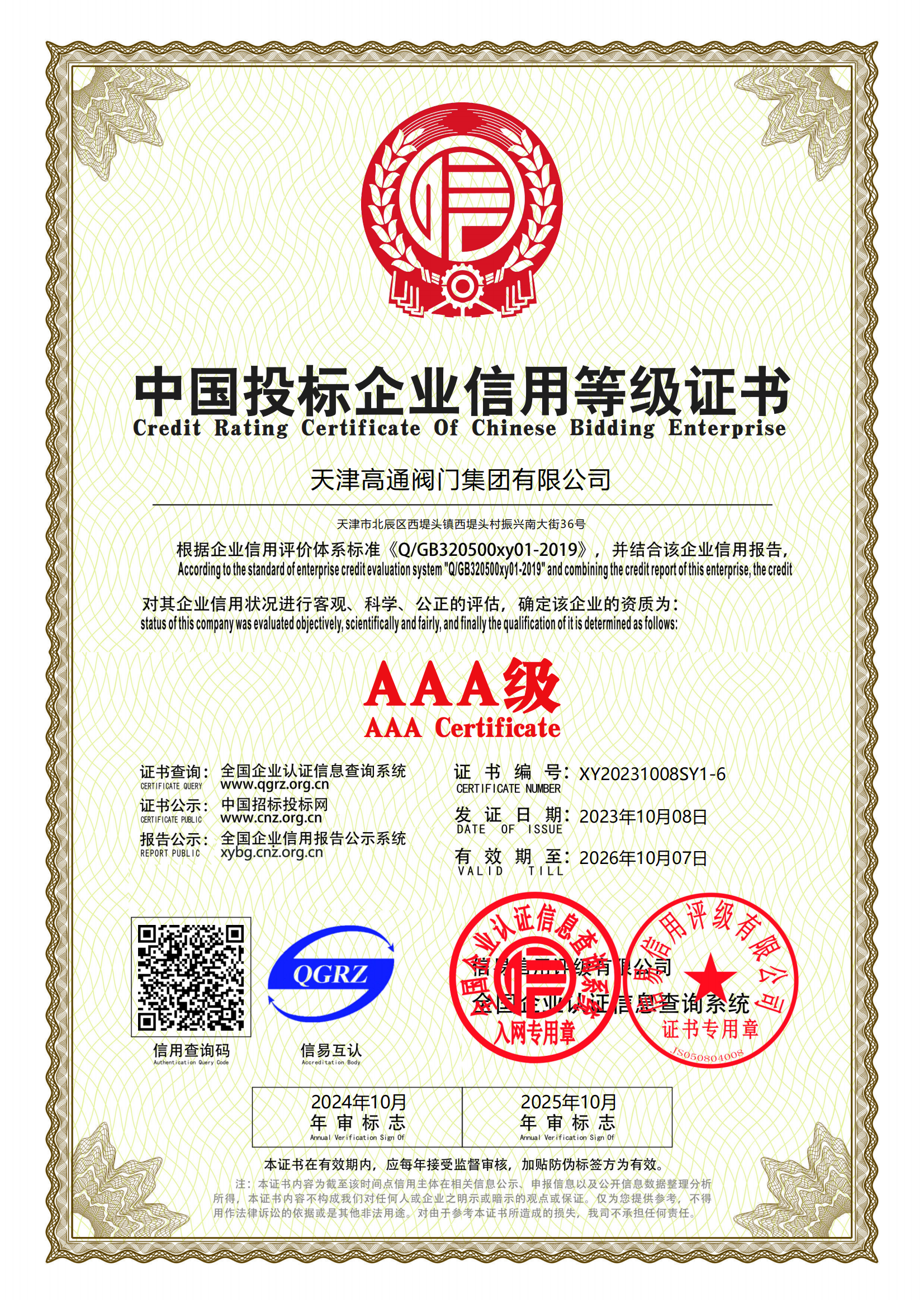 中國(guó)投標(biāo)企業(yè)信用等級(jí)
